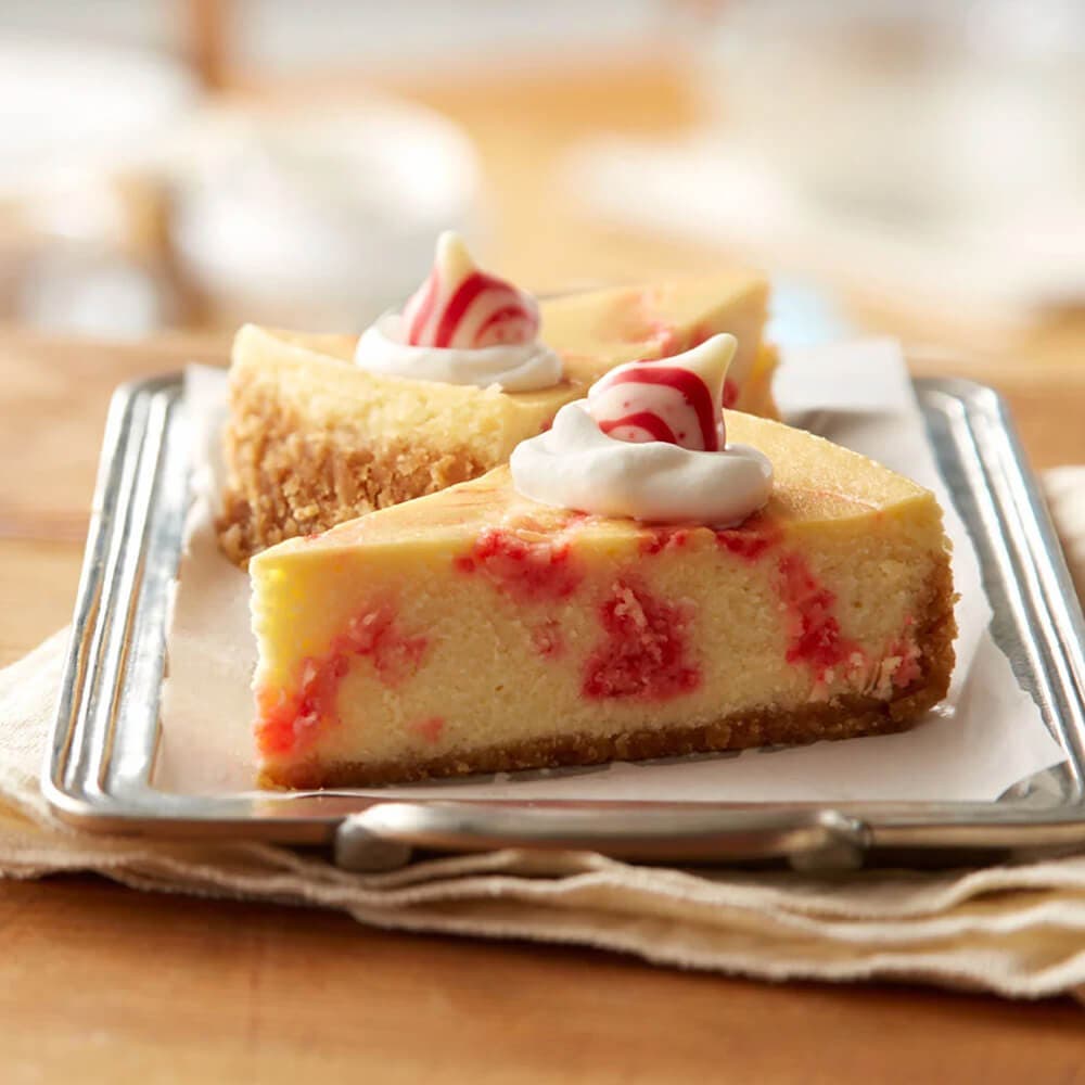 hersheys kisses candy cane cheesecake slices