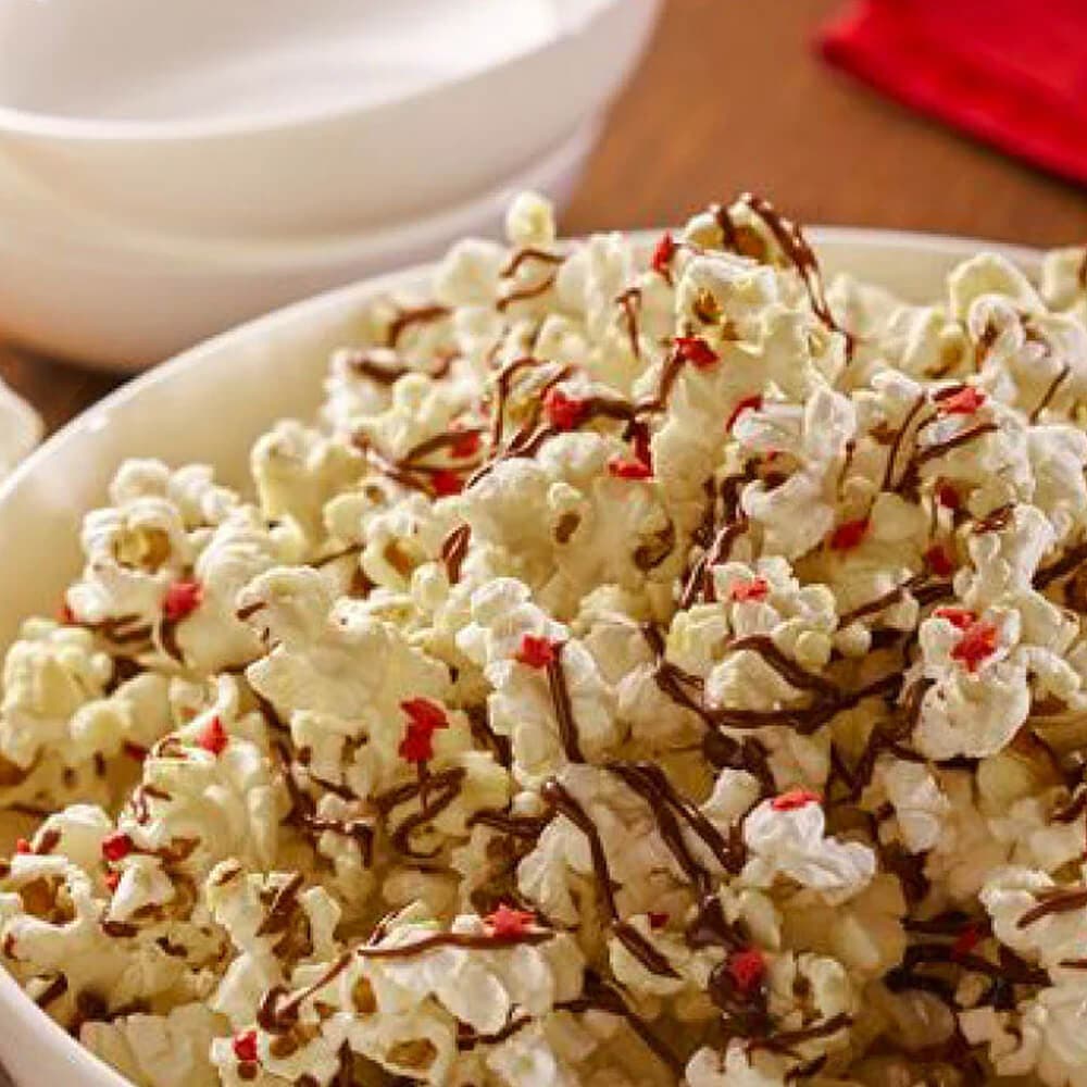 york peppermint pattie drizzled popcorn