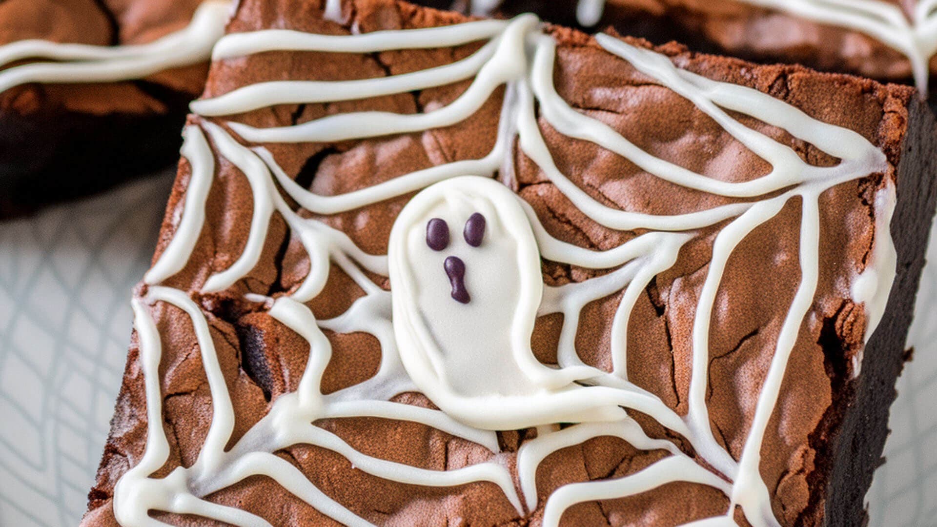 ghost icing deisgn on brownie square