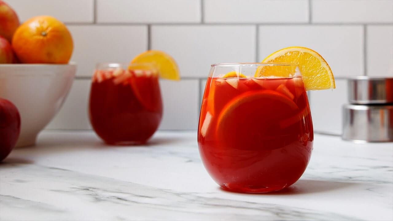 glasses of sangria for a pool party