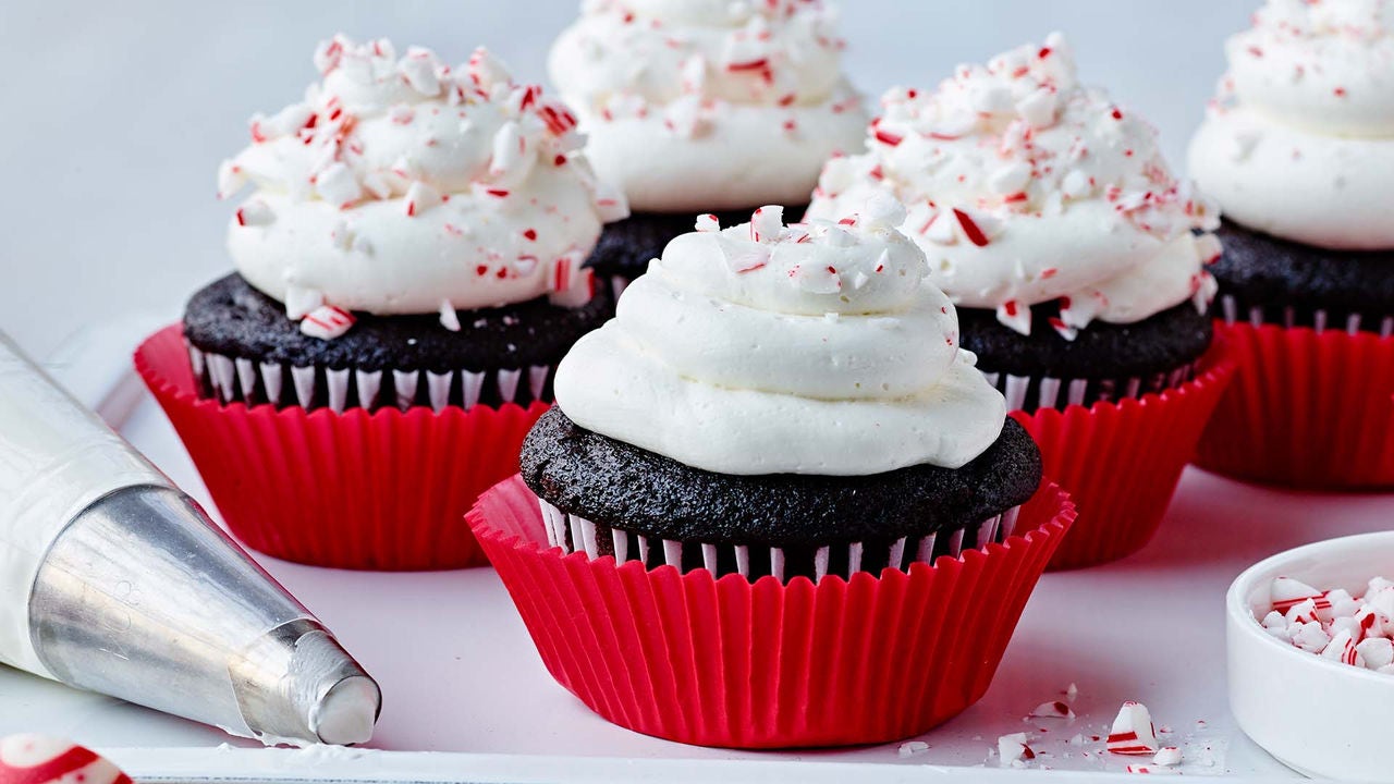 chocolate cupcakes with meringue frosting