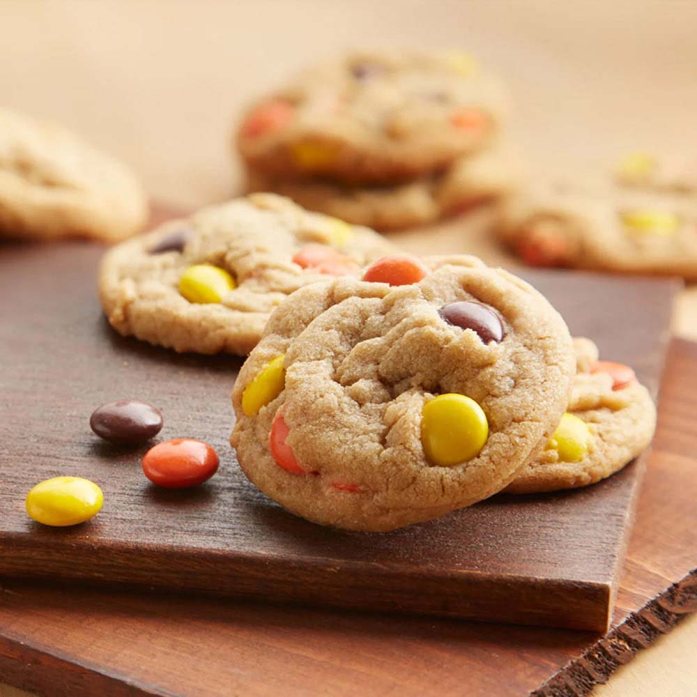 tray of reeses pieces sugar cookies