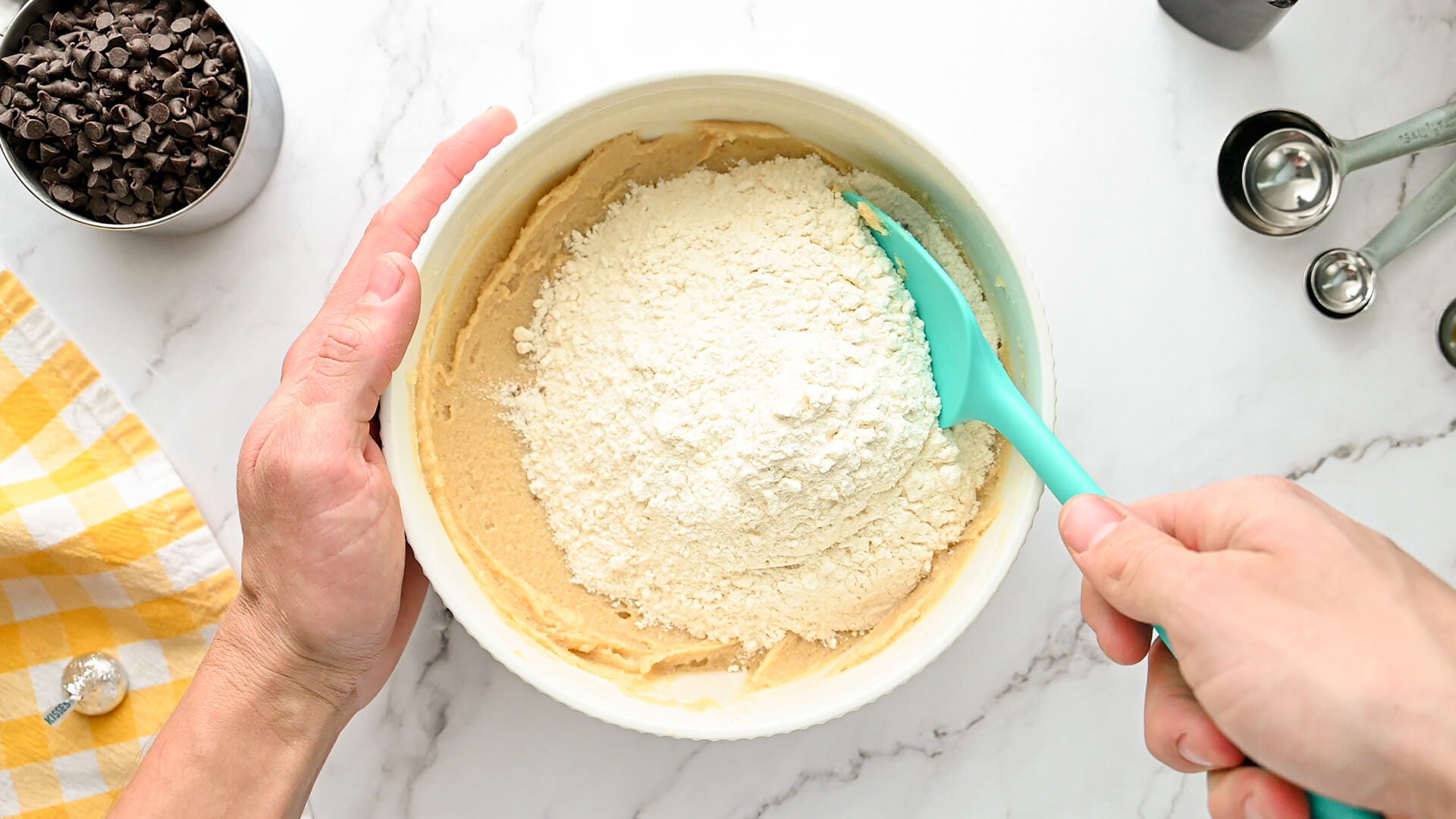 flour stirred into butter mixture