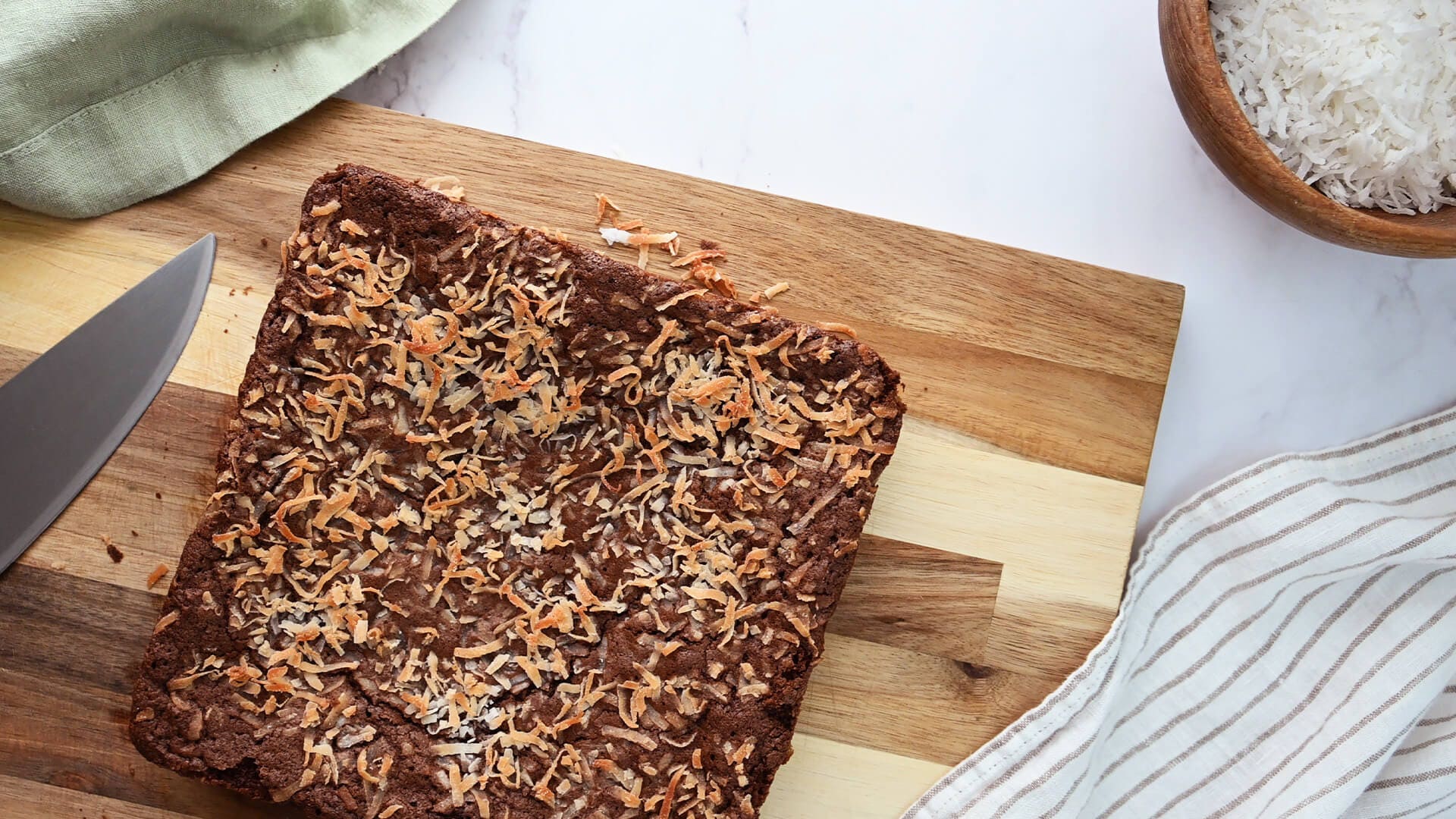 freshly baked brownies in pan