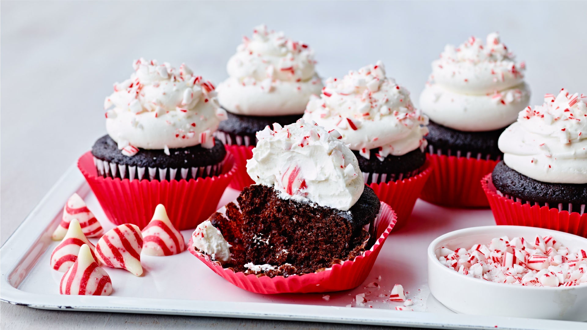plate of peppermint cupcakes