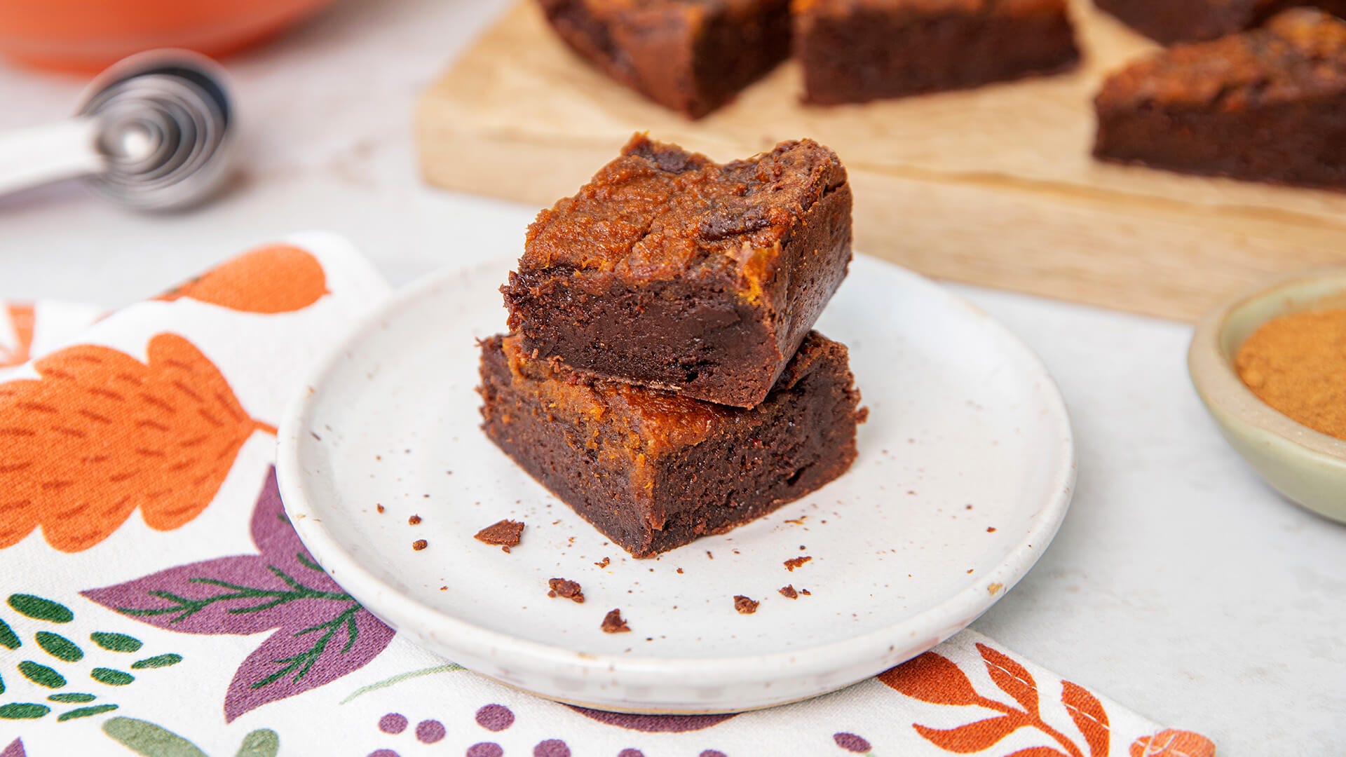 plate of pumpkin brownies