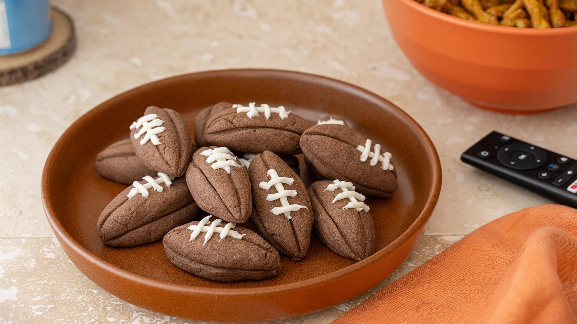 Reeses Stuffed Football Cookies