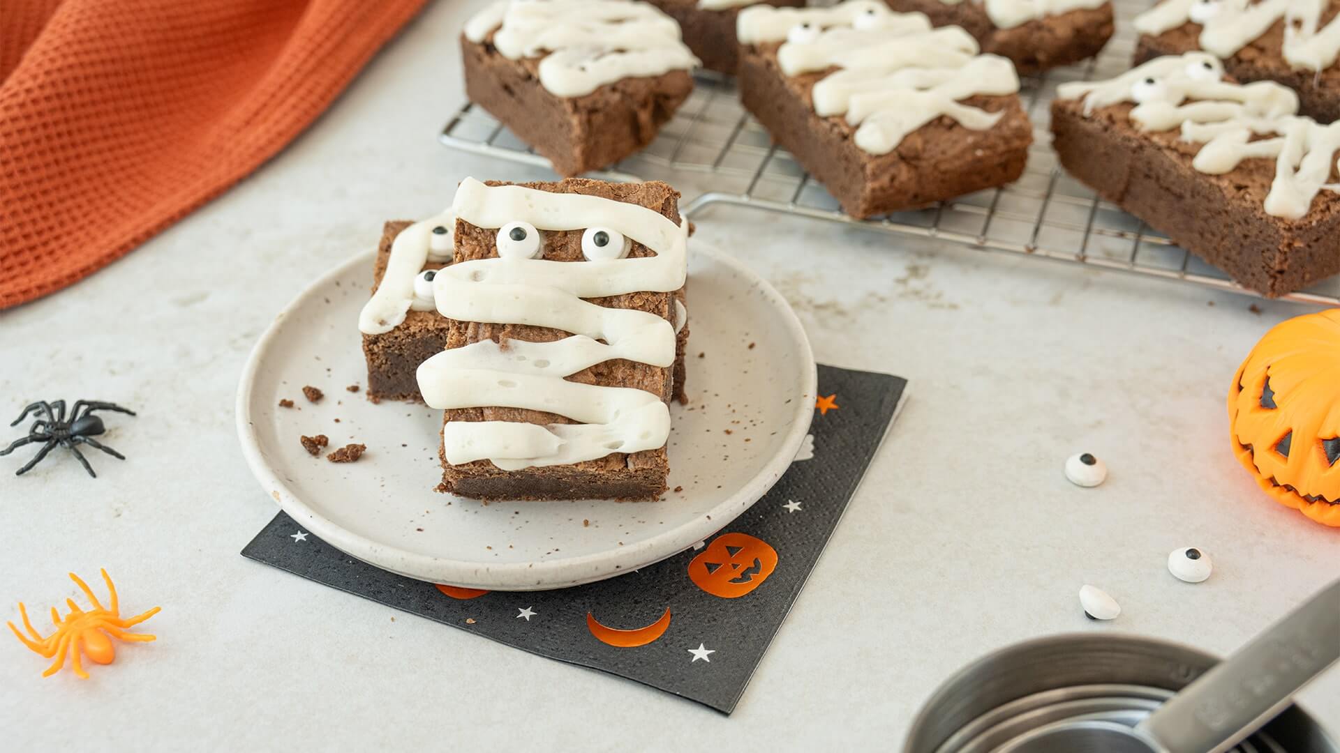 plated mummy brownies