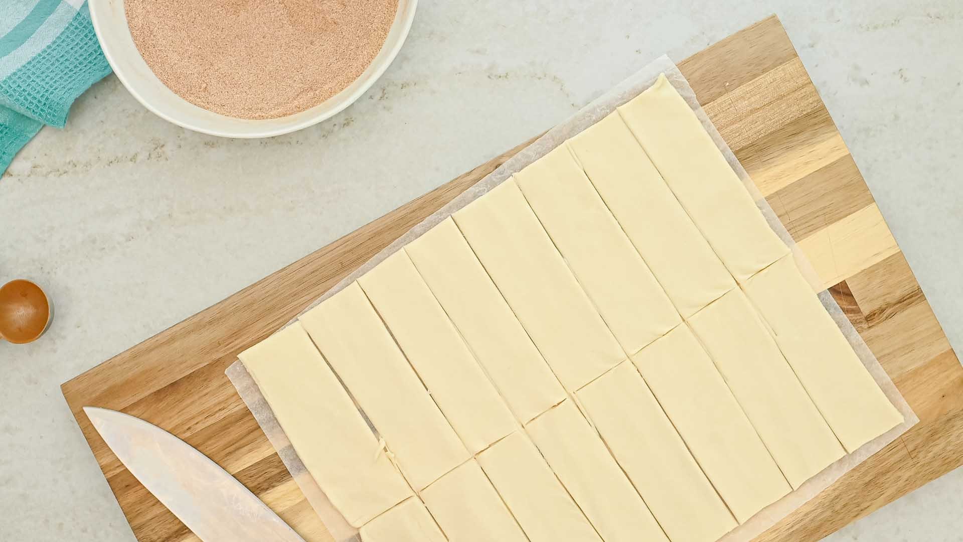 pastry sheet cut into strips