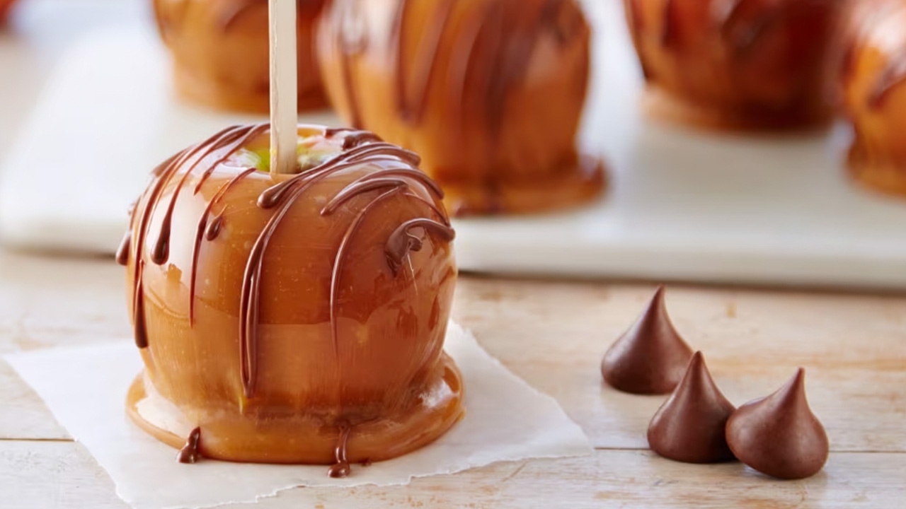 candy apple on a stick