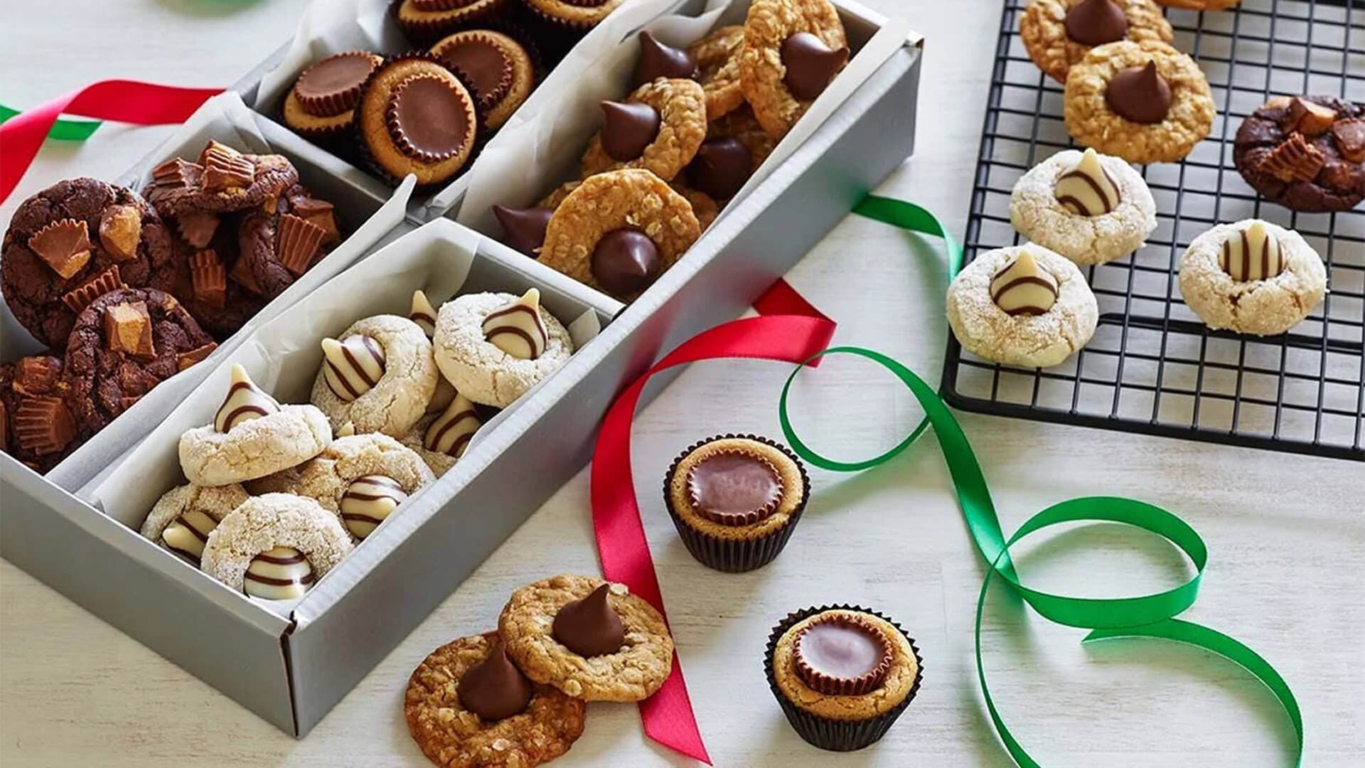 gift box filled with assorted blossom cookies