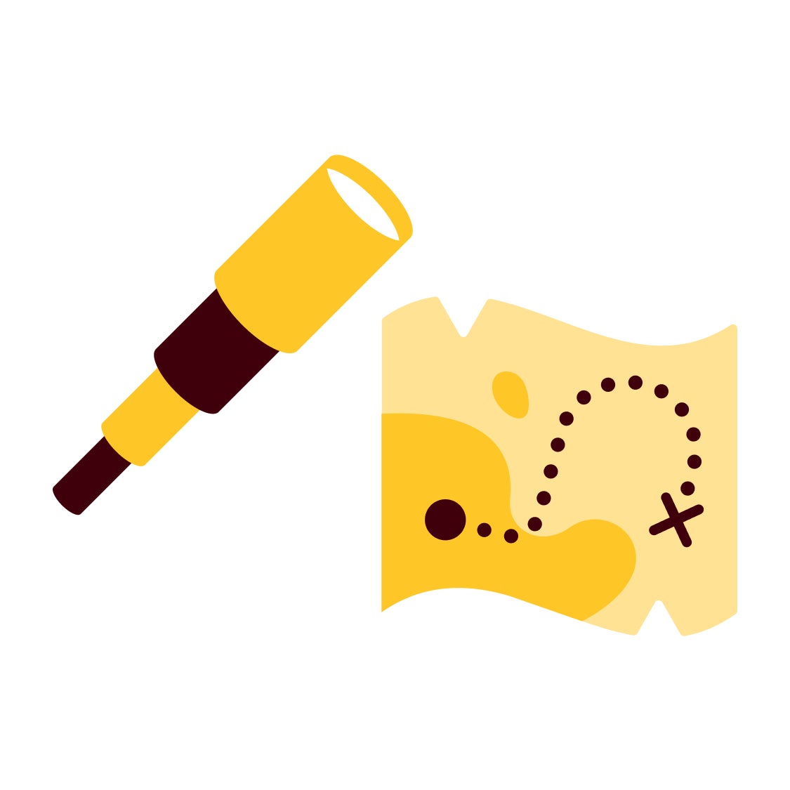 spy glass and treasure map illustration