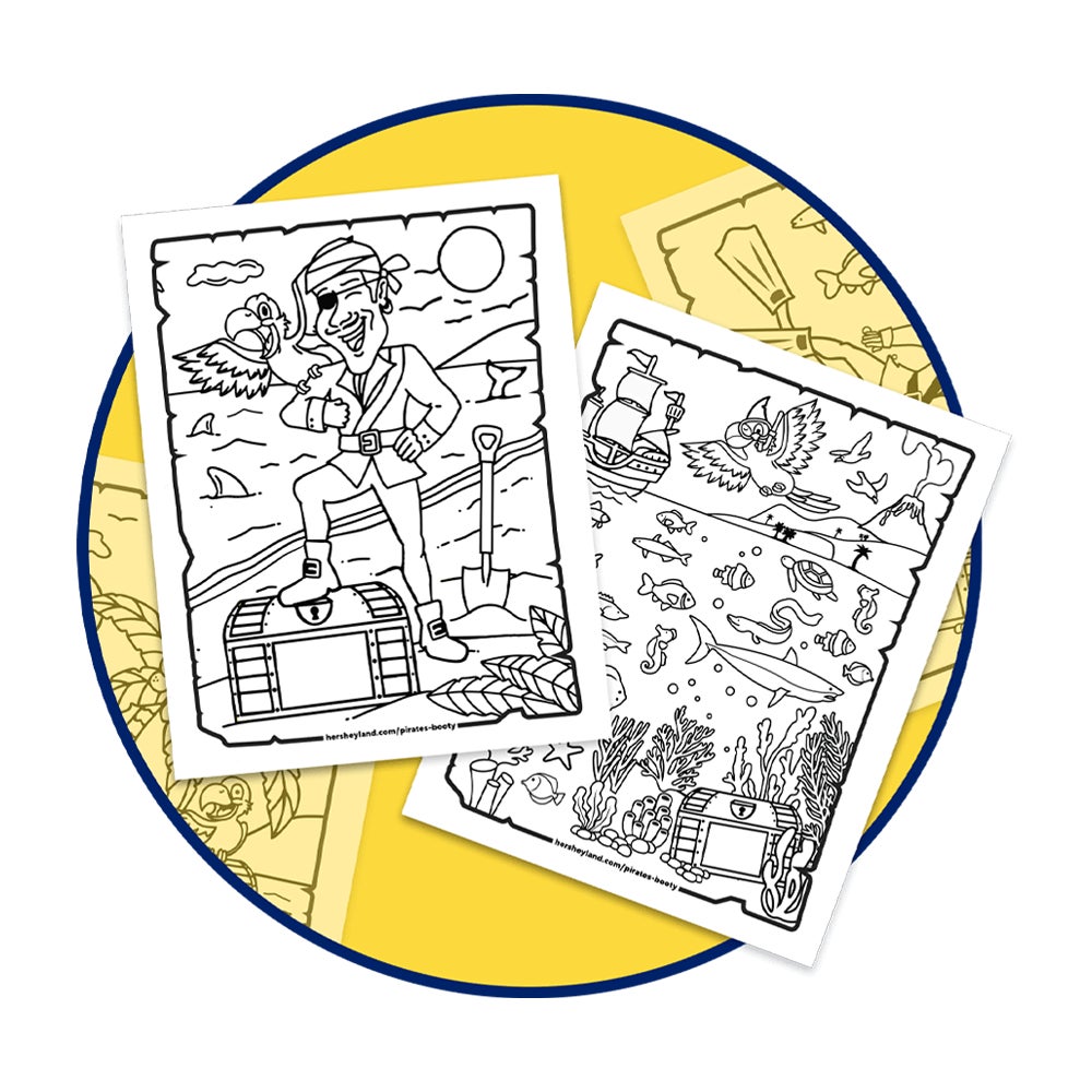 pirates booty themed coloring pages featuring captain bob and crunchy the parrot