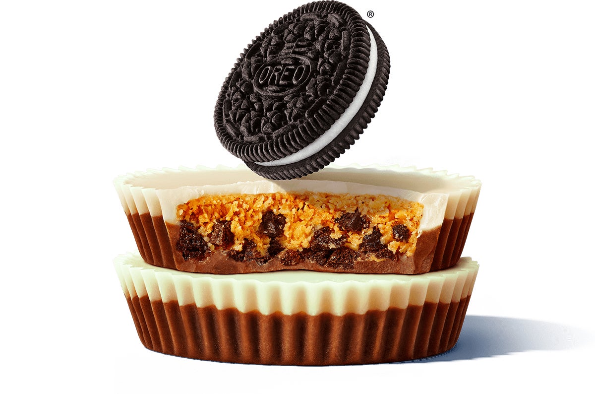 Small stack of Reese's Oreo milk chocolate peanut butter cups