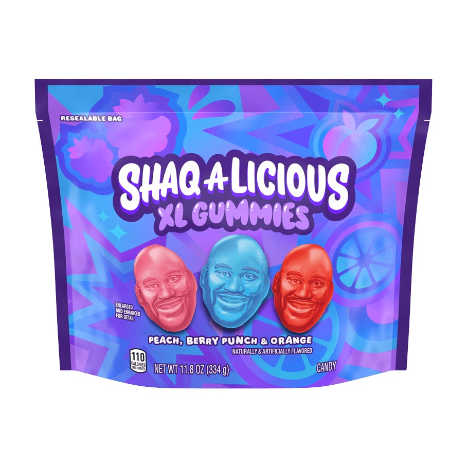 SHAQ-A-LICIOUS XL Gummies Original Flavors Candy, 11.8 oz bag - Front of Package