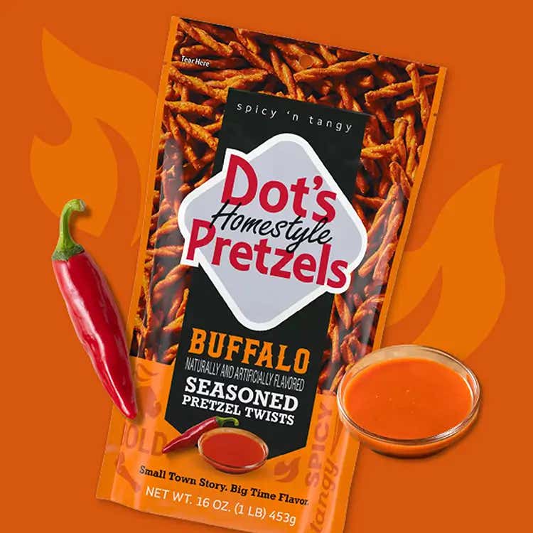 bag of dots homestyle pretzels buffalo flavored pretzel twists