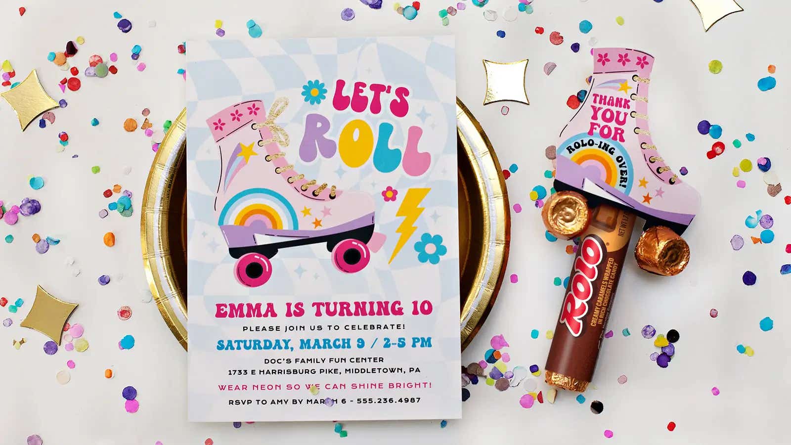 roller skate themed birthday invitations