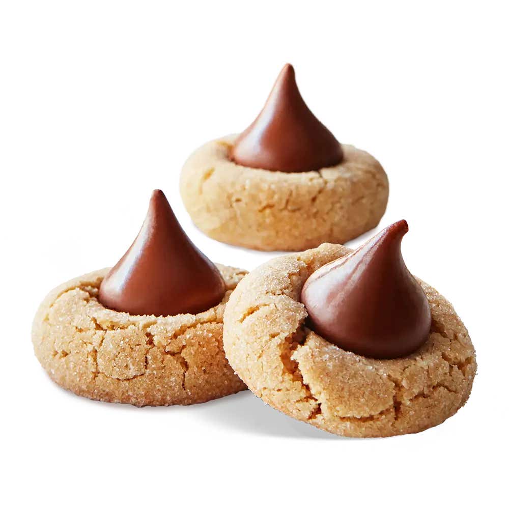 three peanut butter blossom cookies